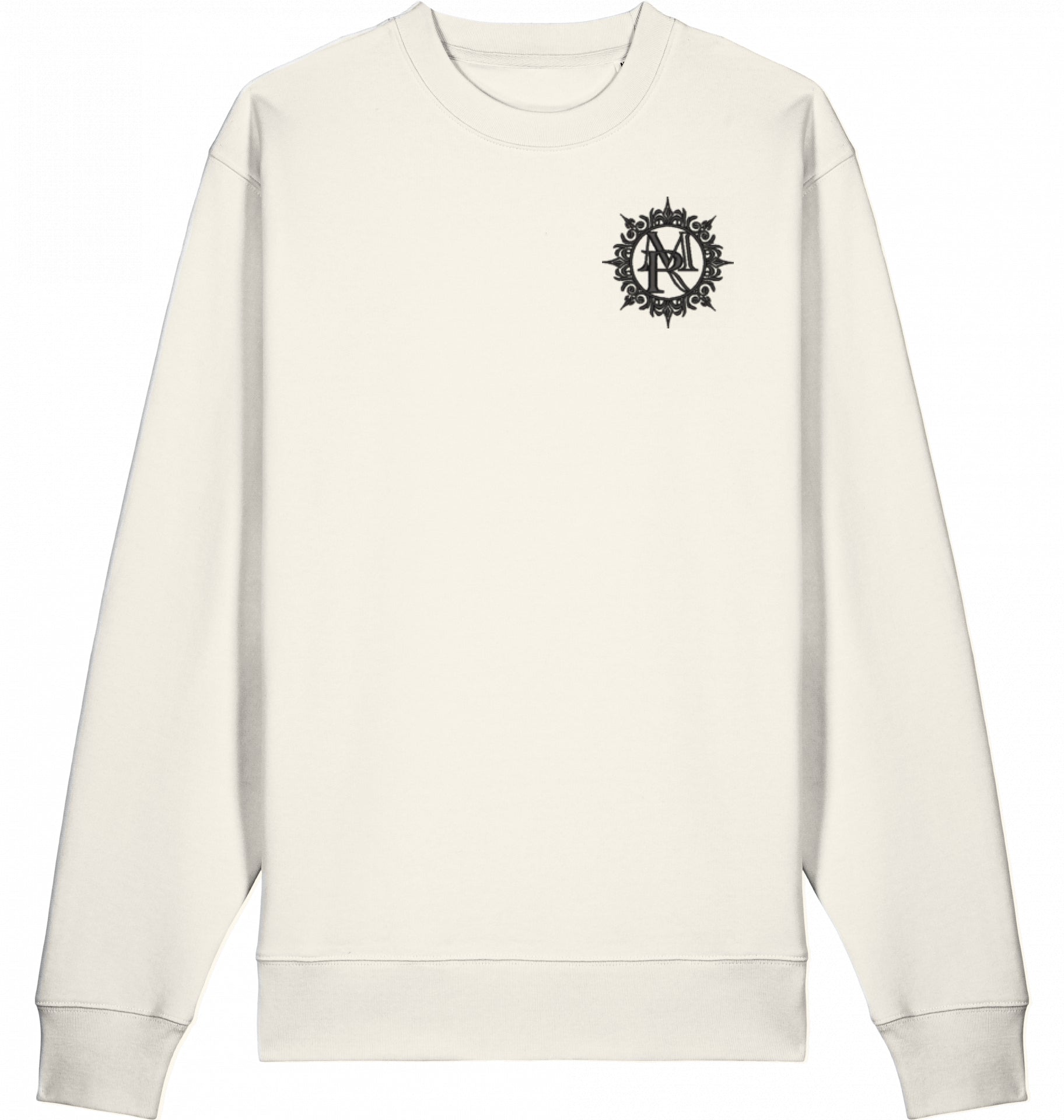 "TIME IS OF THE ESSENCE" SWEATER LOGO MIT KRANZ