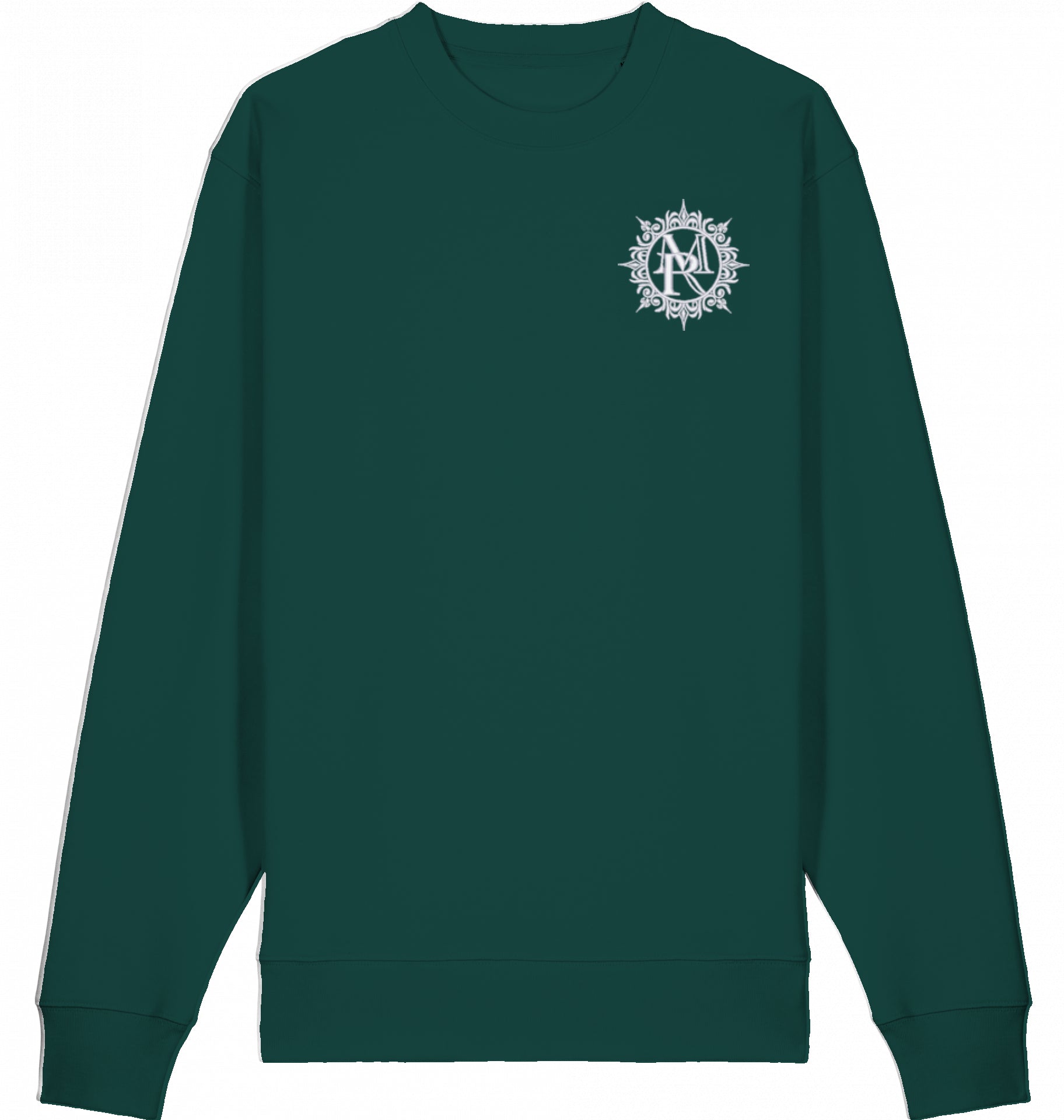 PULLOVER BRUSTBESTICKUNG WEIß LOGO MIT KRANZ