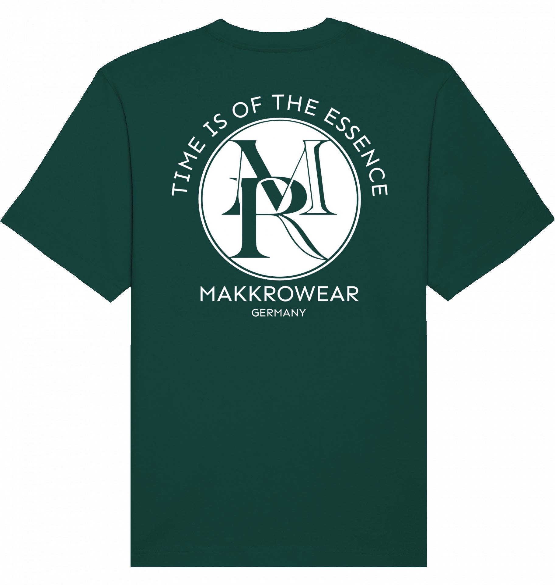 T-SHIRT "TIME OF THE ESSENCE" BRUSTBESTICKUNG WEIß LOGO OHNE KRANZ