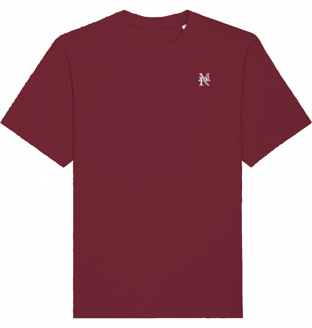 T-SHIRT "TIME OF THE ESSENCE" BRUSTBESTICKUNG WEIß LOGO OHNE KRANZ