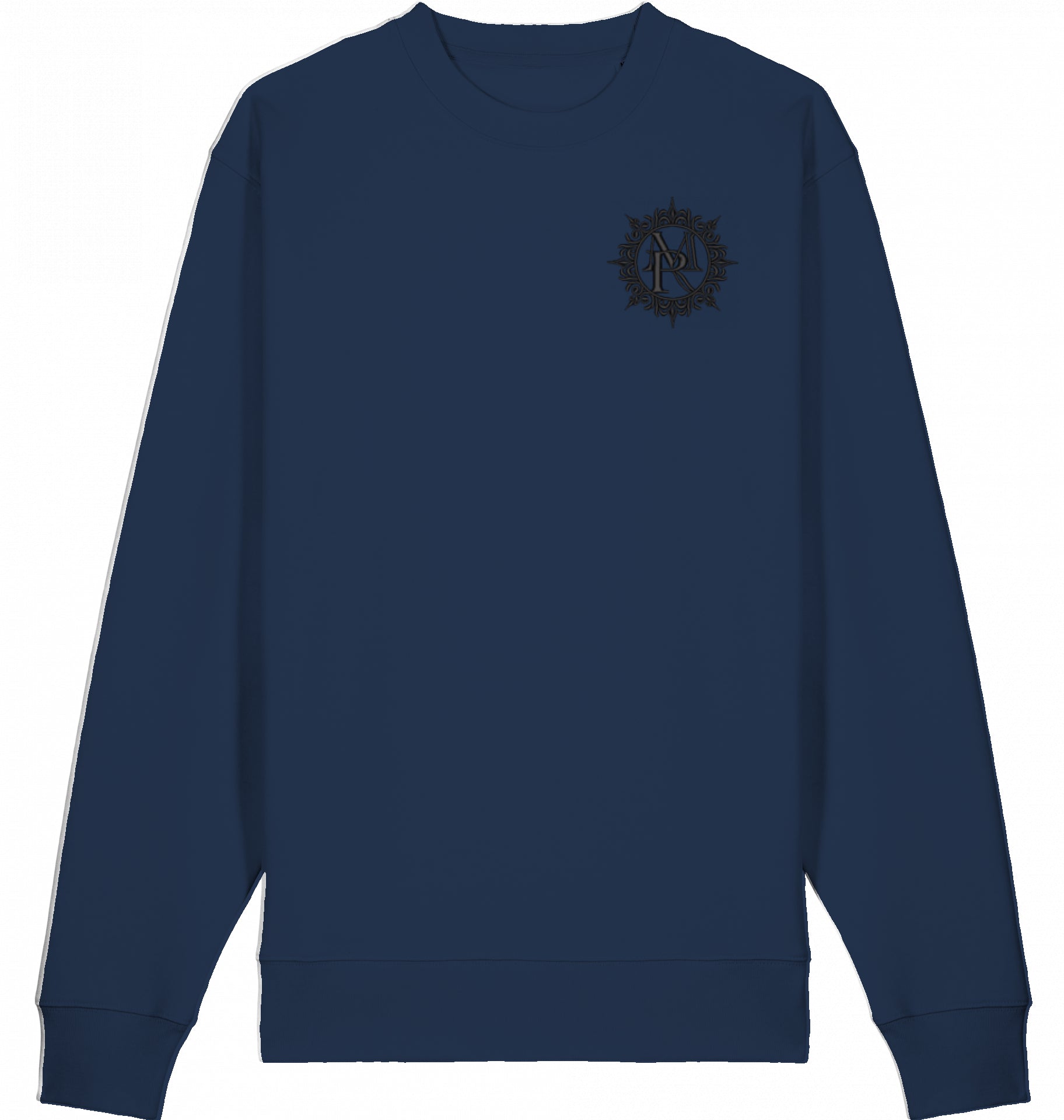 MAKKROWEAR 3D SWEATER BRUSTBESTICKUNG SCHWARZ LOGO MIT KRANZ