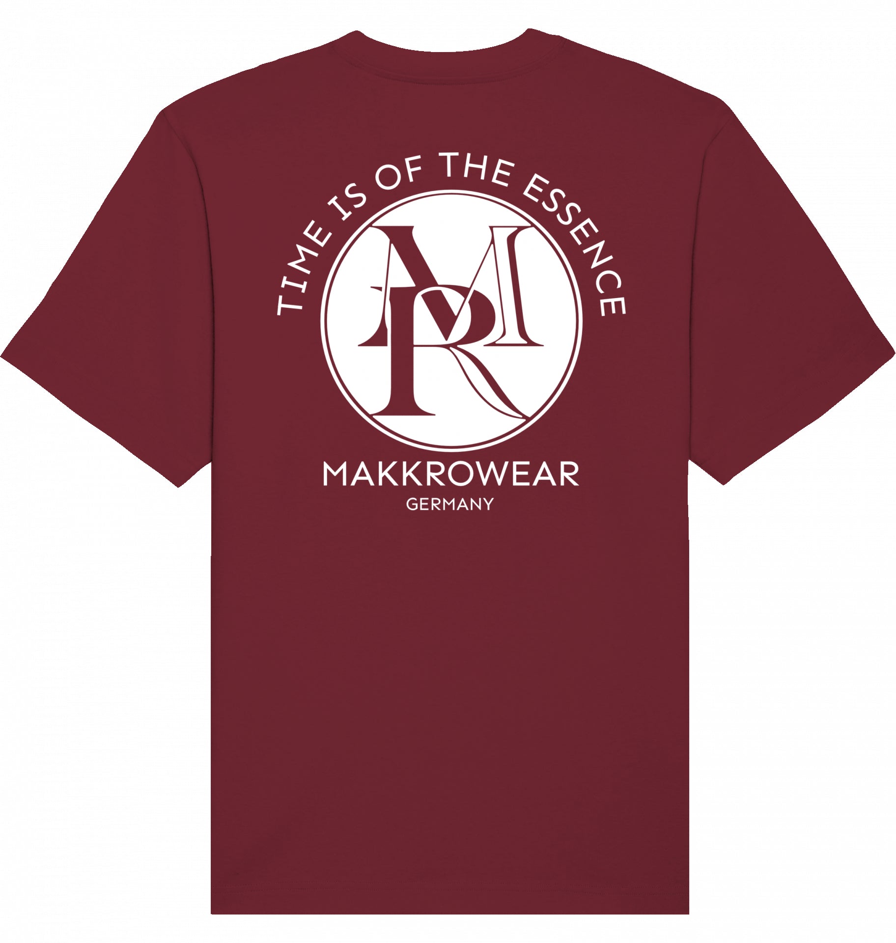 T-SHIRT "TIME OF THE ESSENCE" BRUSTBESTICKUNG WEIß LOGO OHNE KRANZ