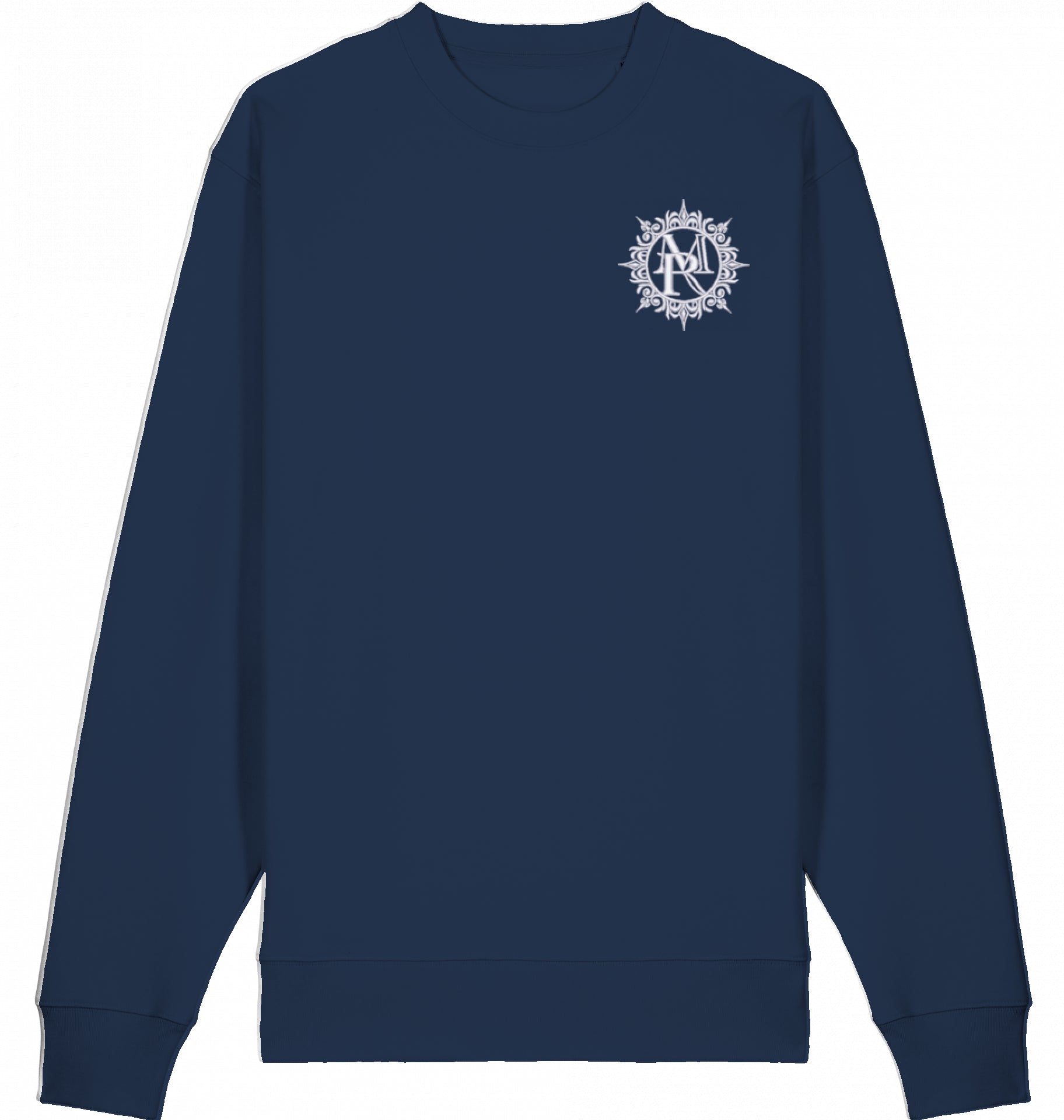 PULLOVER BRUSTBESTICKUNG WEIß LOGO MIT KRANZ