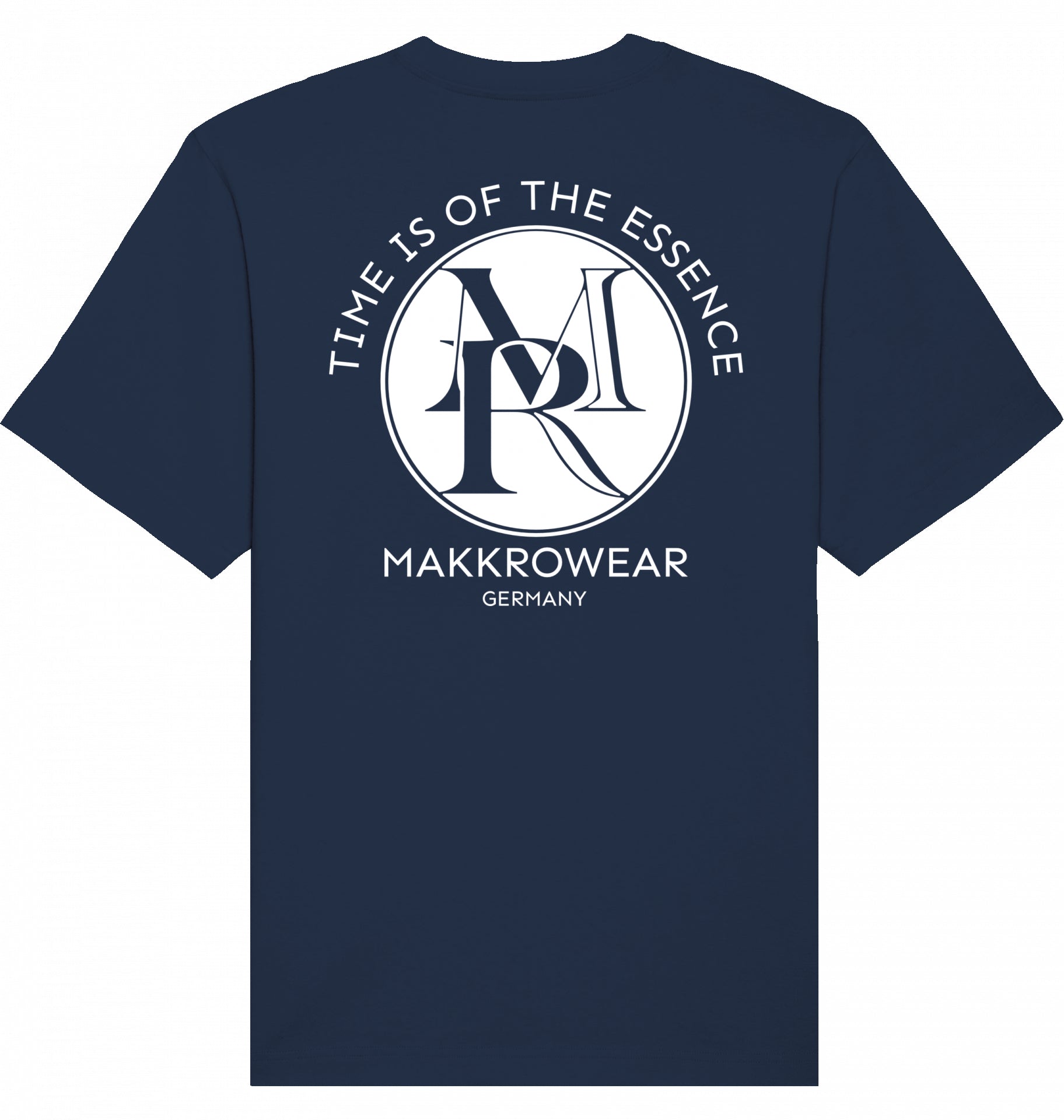 T-SHIRT "TIME OF THE ESSENCE" BRUSTBESTICKUNG WEIß LOGO OHNE KRANZ