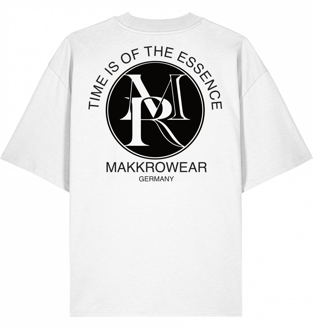 T-SHIRT "TIME IS OF THE ESSENCE" BRUSTBESTICKUNG SCHWARZ LOGO OHNE KRANZ