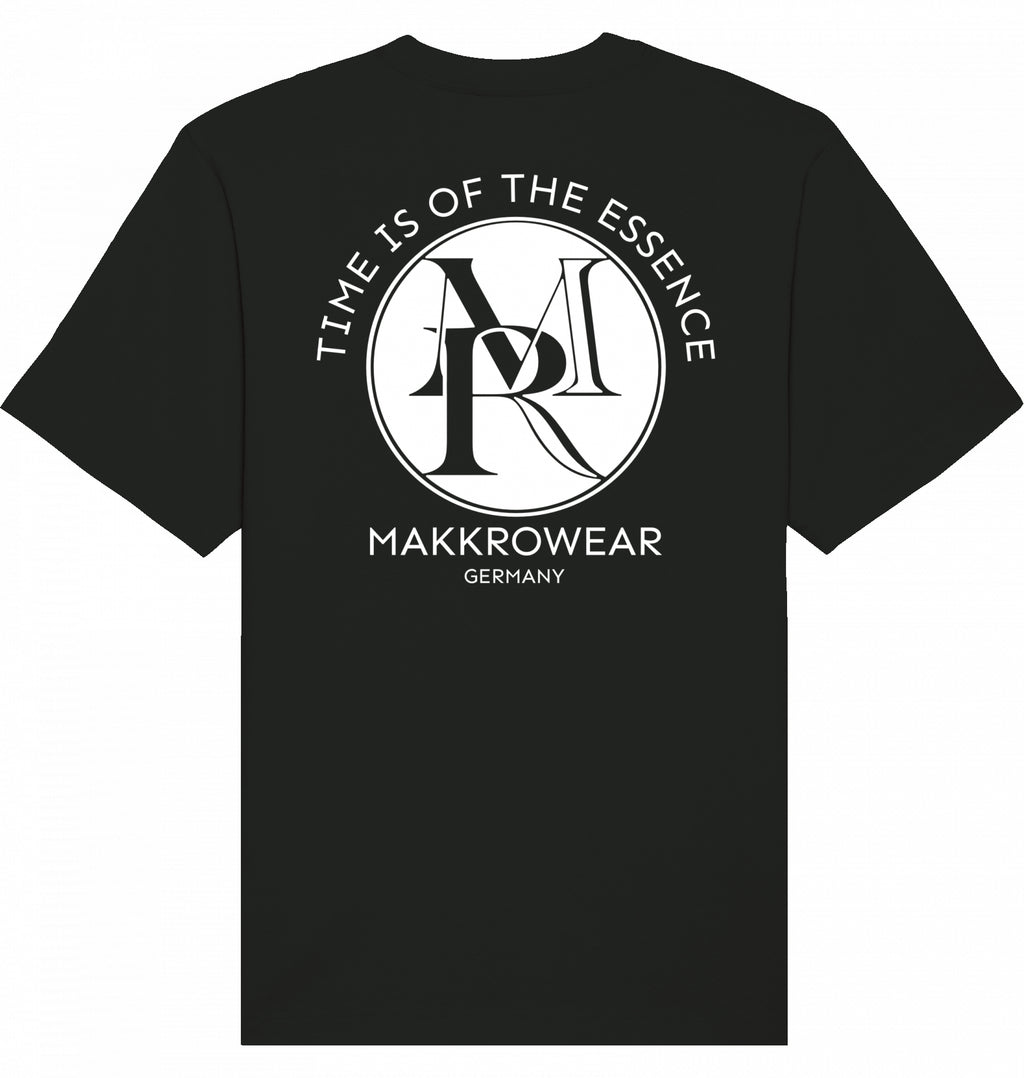 T-SHIRT "TIME OF THE ESSENCE" BRUSTBESTICKUNG WEIß LOGO OHNE KRANZ