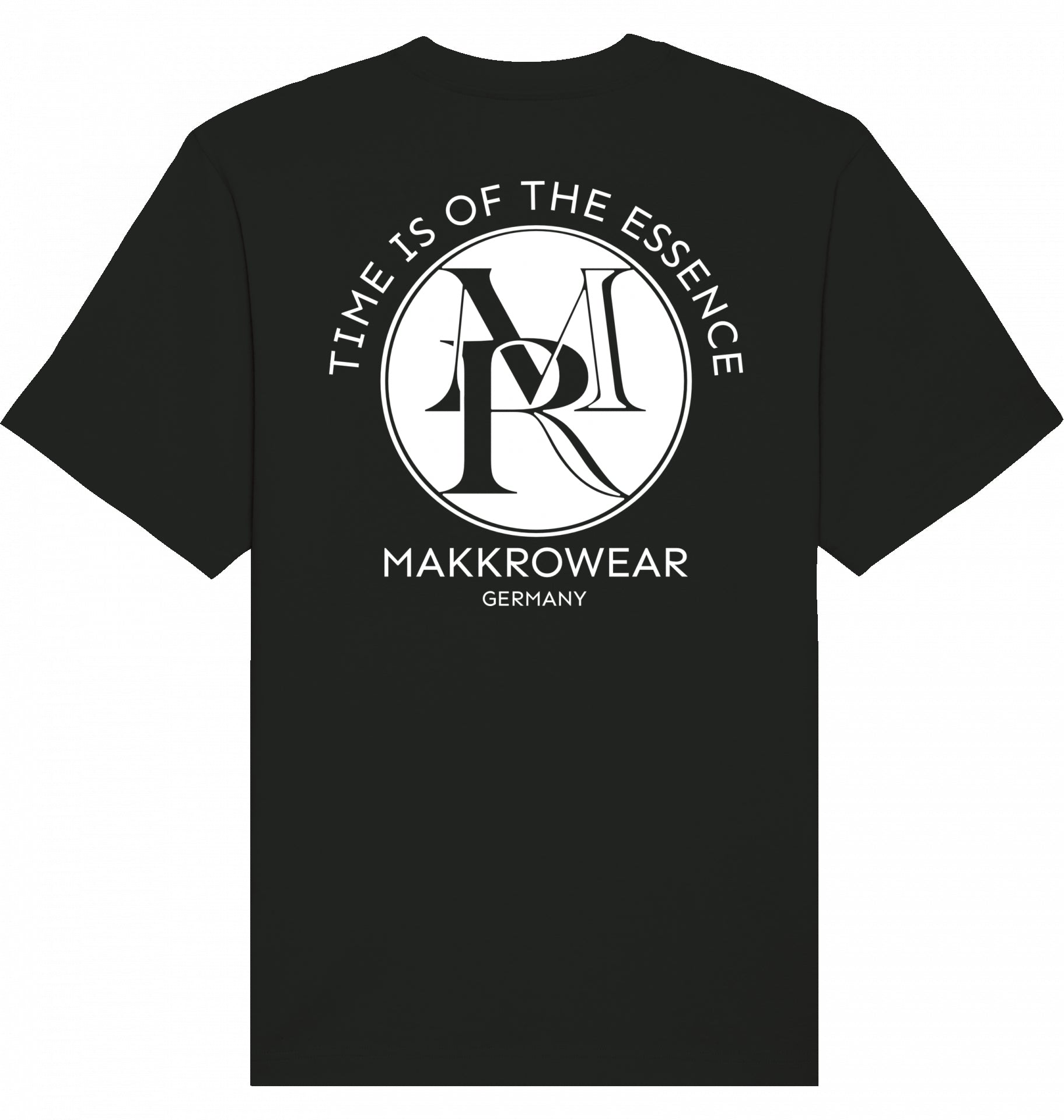 T-SHIRT "TIME OF THE ESSENCE" BRUSTBESTICKUNG WEIß LOGO OHNE KRANZ