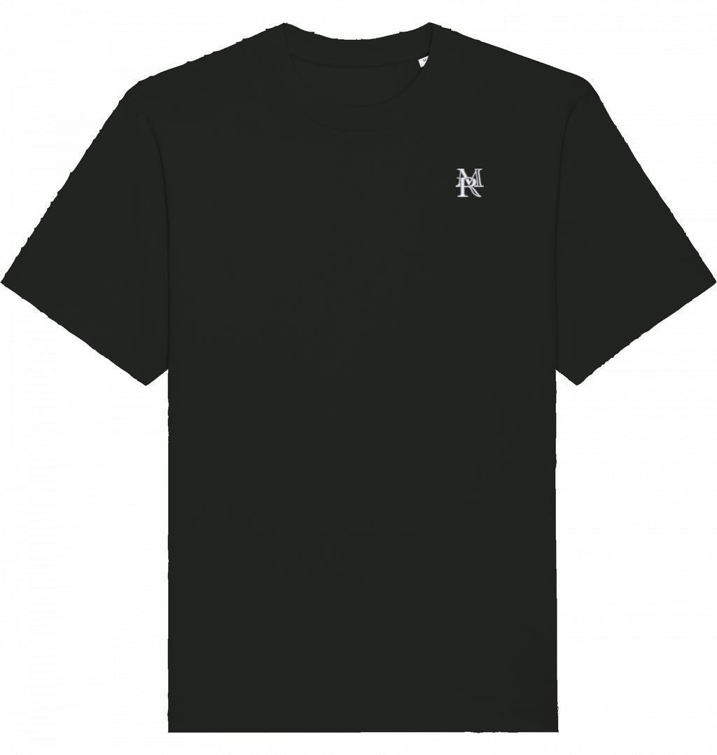 T-SHIRT "TIME OF THE ESSENCE" BRUSTBESTICKUNG WEIß LOGO OHNE KRANZ